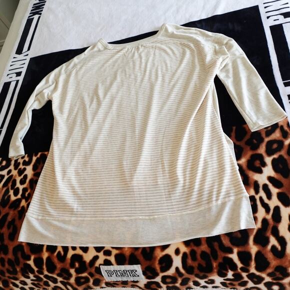 FLASH SALE 🍒 tunic top Oatmeal and white striped size XXL - Picture 2 of 12